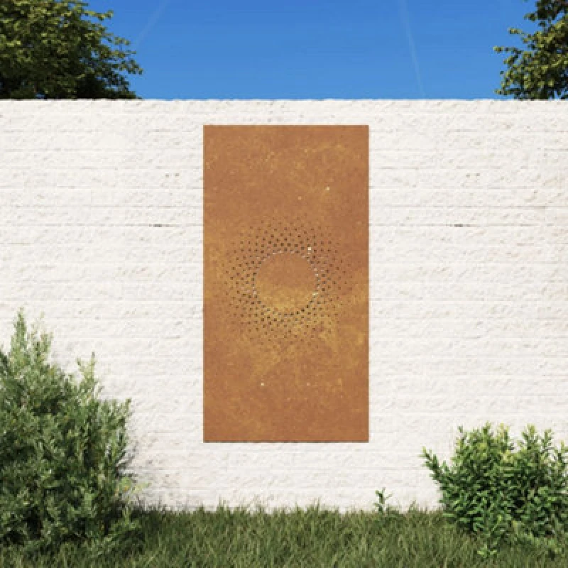 Image of vidaXL Garden Wall Decoration 105x55cm Corten Steel Sun Design, Brown 824490