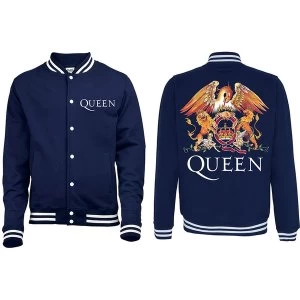 Image of Queen - Crest Unisex X-Large Varsity Jacket - Blue/White