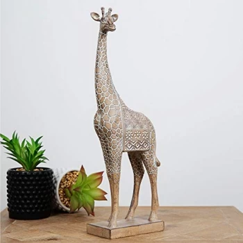 Image of Carved Sandstone Effect Giraffe Ornament