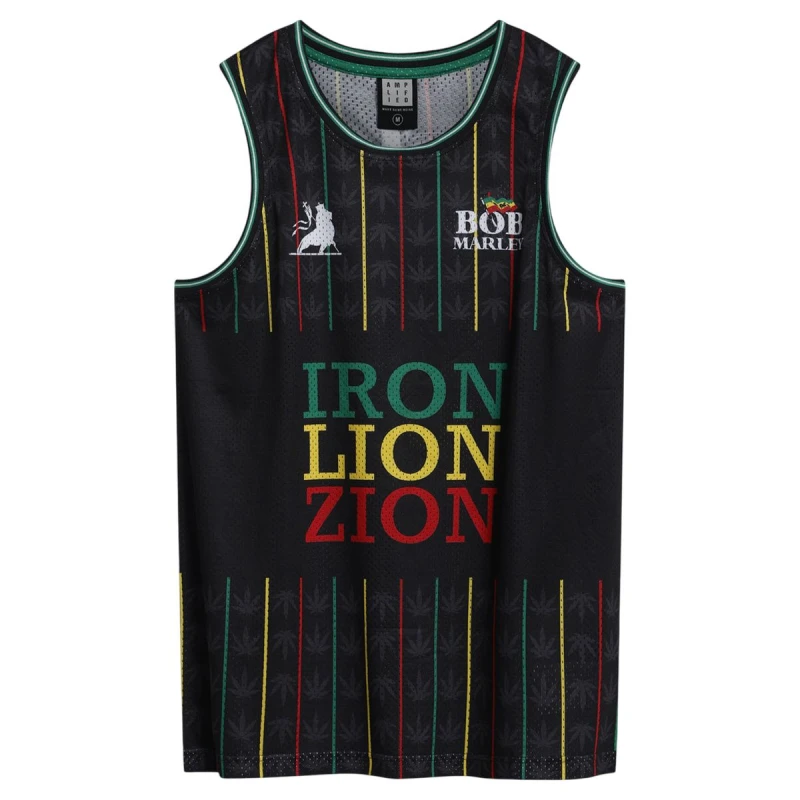Image of Amplified Amplified Men Bob Marley Basketball Jersey in Black Size: Medium Black M Male 5063750323503