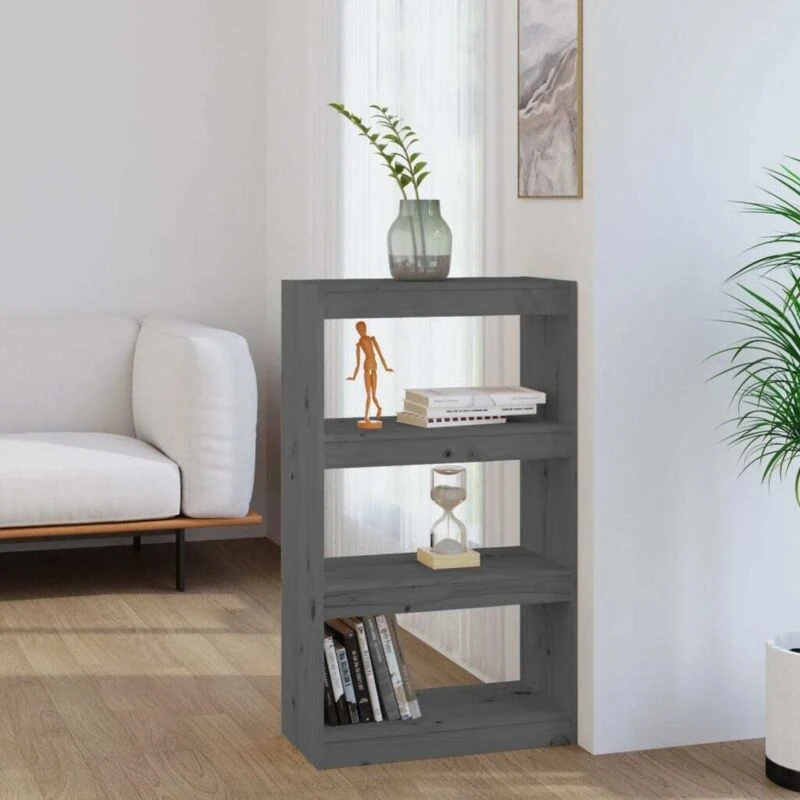 Image of VIDAXL Book Cabinet/Room Divider Grey 60x30x103.5cm Solid Wood Pine vidaXL 8720286608654