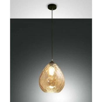 Image of Fabas Luce Lighting - Fabas Luce Gisella Dome Pendant Ceiling Lights Amber Glass, E27