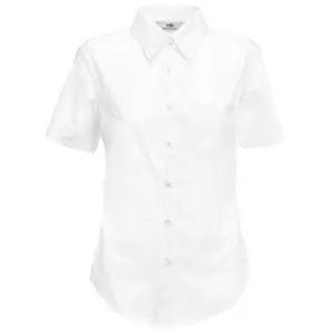 Image of Fruit Of The Loom Ladies Lady-Fit Short Sleeve Poplin Shirt (L) (White)