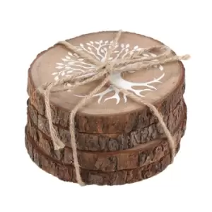 Image of Set of 4 Tree of Life Wood Slice Coasters
