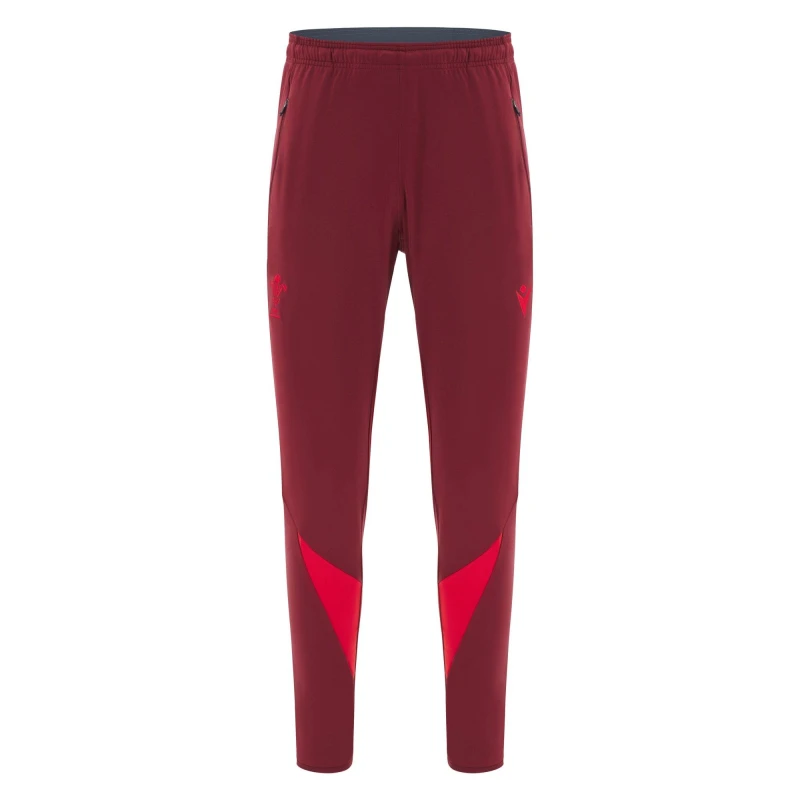 Image of Macron Wales Rugby Tracksuit Bottoms 2025 Mens Red male Small