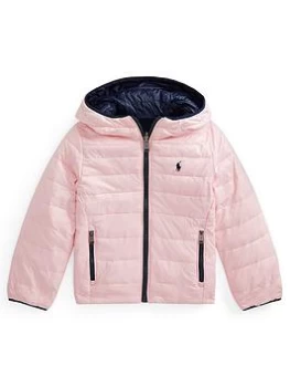 Image of Ralph Lauren Girls Reversible Padded Coat - Pink/Navy, Pink/Navy, Size 2 Years, Women