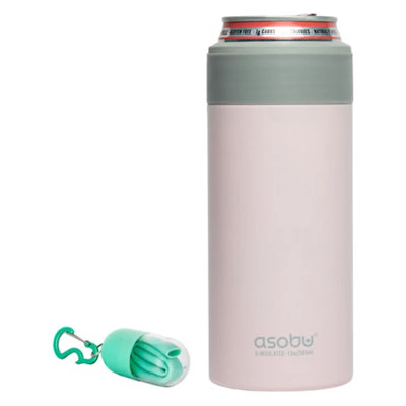 Image of asobu Skinny Can Kuzie Insulated Stainless Steel Sleeve 350ml Pink Pink