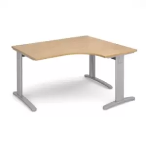 Image of Office Desk Right Hand Corner Desk 1400mm Oak Top With Silver Frame 1200mm Depth TR10 TDER14SO
