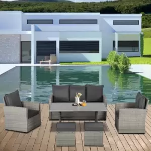 Image of Alfresco 7 Seater Rattan Sofa Furniture Set, Grey