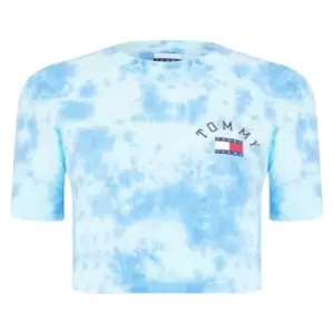 Image of Tommy Hilfiger Tie Dye Cropped T Shirt - Blue