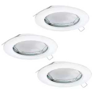 Image of 3 PACK Flush / Recessed Ceiling Downlight White Steel 3 x 3W GU10 Bulb