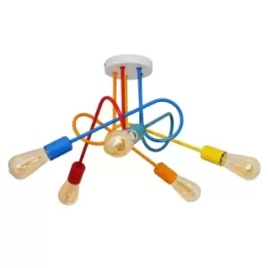 Image of Oxford Multi Arm Semi Flush Ceiling Light Multi-Coloured 50cm