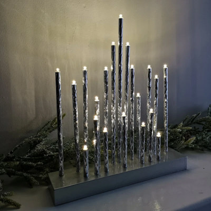 Image of Samuel Alexander 27Cm Premier Christmas Candlebridge With 20 Leds In Silver Aluminium Battery Operated