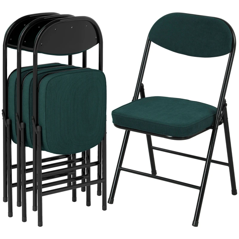 Image of HOMCOM Folding Chairs Set of 4 with Cushioned Seat, Steel Frame, Blue 83A-247V70BU