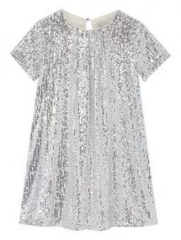 Image of Mintie by Mint Velvet Girls Sequined Dress - Silver, Size 9-10 Years, Women