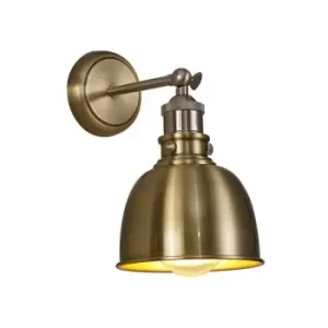 Image of Luminosa Carmel Adjustable Wall Lamp, E27, Satin Nickel, Antique Brass, Gold