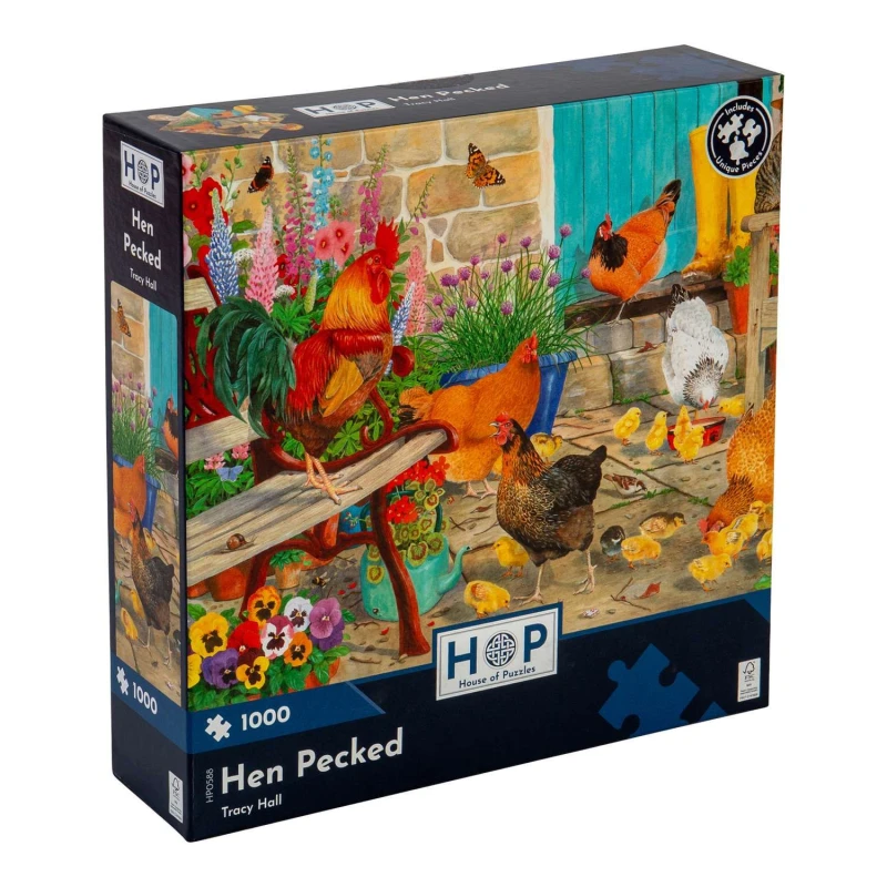 Image of The House Of Puzzles Hen Pecked, 1000 Piece Jigsaw Puzzle Multi unisex