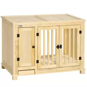 Image of PawHut Dog Crate Furniture with Drawer Bowl Wooden Dog Cage for Small Dogs