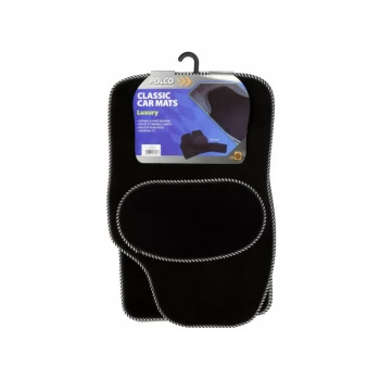 Image of Luxury Universal Mat Set - Silver S Binding - Black - 4 Piece - UM12 - Polco