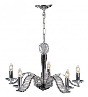 Image of Ceiling Pendant Chandelier 5 Light Polished Chrome, Crystal