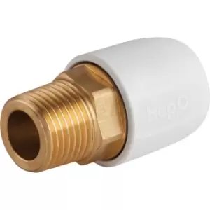 Image of Hep2O Male Adaptor Brass Socket 15mm x 1/2" in White Plastic/Brass