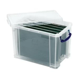 Image of Really Useful Filing Box Plastic with 10 suspension files A4 19 Litre
