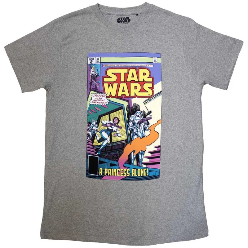 Image of Star Wars A Princess Alone Comic Cover T Shirt Grey unisex
