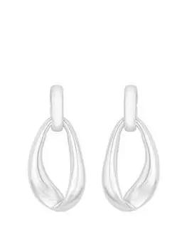 Image of Mood Silver Polished Organic Link Drop Earrings, Silver, Women