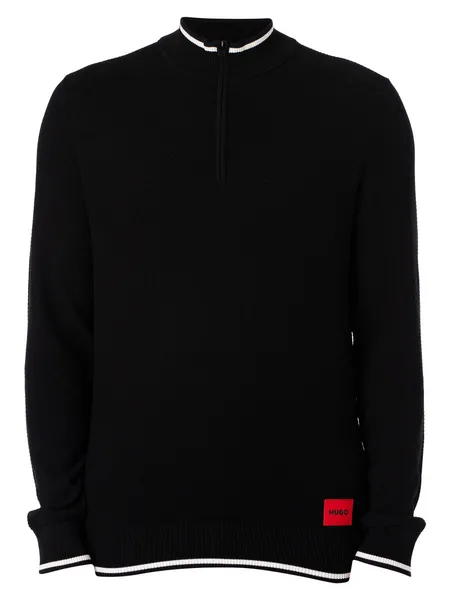 Image of HUGO Saikk 1/4 Zip Knit Black XXL