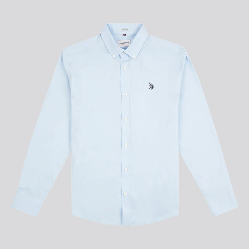 Image of U.S. POLO ASSN. Stretch Cotton Poplin Shirt Pale Blue
