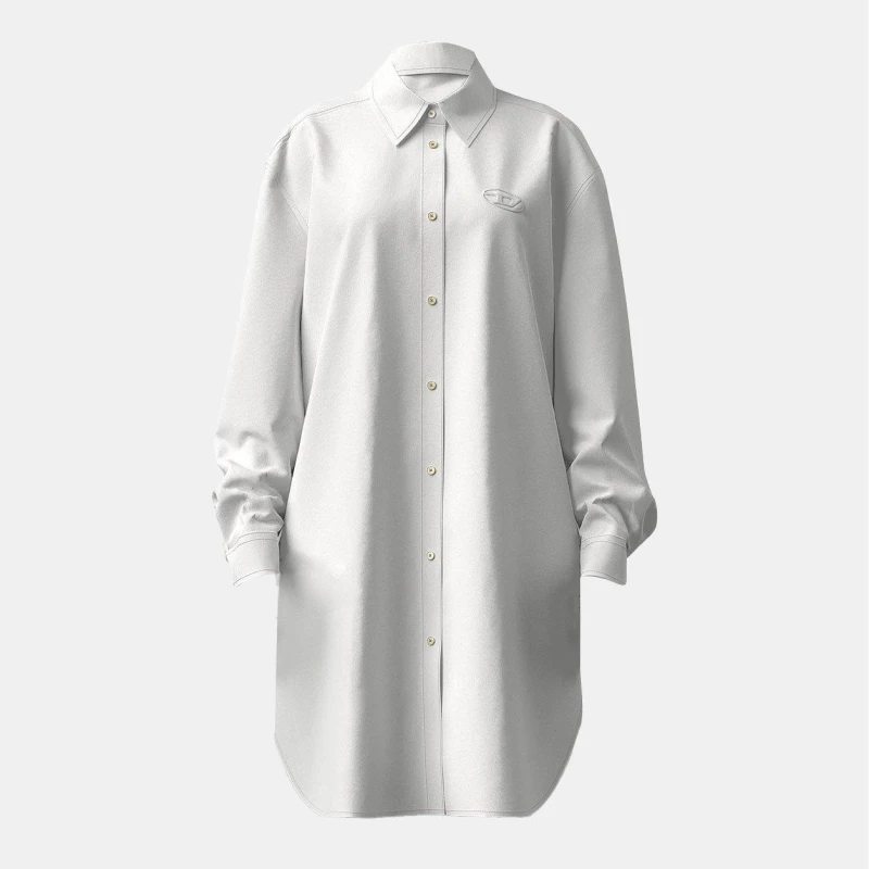 Image of Diesel Womens Lunar Long-Sleeve Dress Shirt Bright White female 6