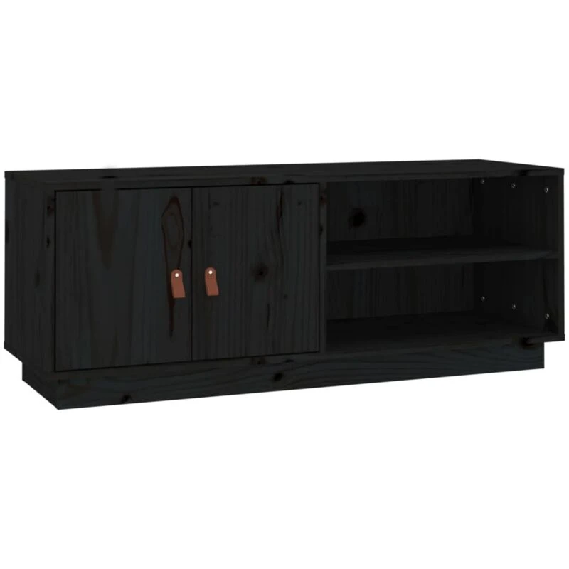 Image of vidaXL TV Cabinet Black 105x34x40cm Solid Wood Pine, Black 818224