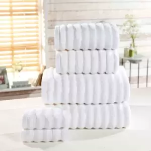 Image of Rapport Home Furnishings 550 gsm Ribbed Towel Bale - 6 Piece - White