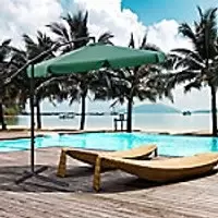 Image of OutSunny Patio Umbrella Offset Polyester, Metal Green