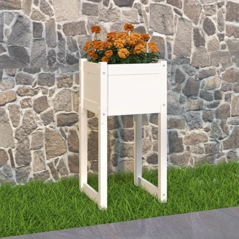 Image of vidaXL Planter White 40x40x81cm Solid Wood Pine, White 822124