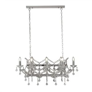 Image of 8 Light Pendant Bar Chrome, Clear Crystal, E14