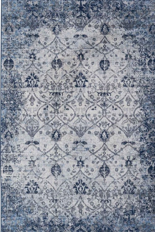 Image of THE RUGS Montana Vintage Navy & Cream Living Room Area Rug 4030 Size: 200cm x 290cm Navy Unisex 200cm x 290 cm