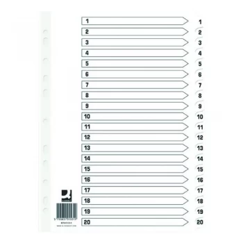 Image of Q Connect Index 1-20 Board Reinforced White Pack of 10 KF01531Q