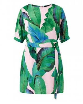 Image of AX Paris Tropical Belted Skater Dress