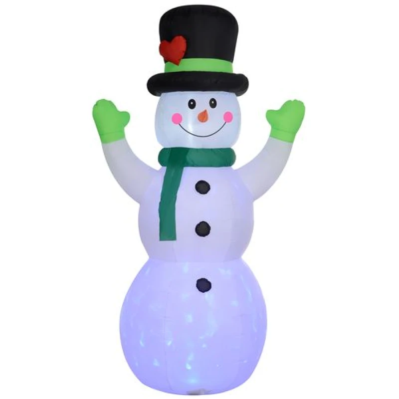 Image of Outsunny 10ft Inflatable Snowman W/ Black Hat, Green Scarf For Garden Yard 844-931V70WT