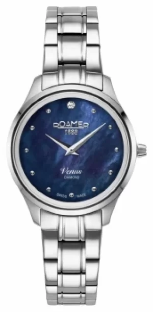 Image of Roamer Venus Blue MOP Diamond Dial Steel Bracelet 601857 41 Watch