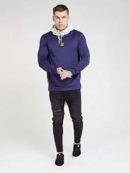 Image of SikSilk Overhead Side Zip Hybrid Hoodie - Navy