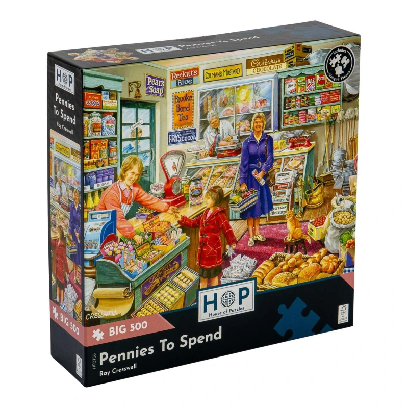 Image of The House Of Puzzles Pennies To Spend BIG 500 Piece Jigsaw Puzzle Multicolor Unisex 500 Piece