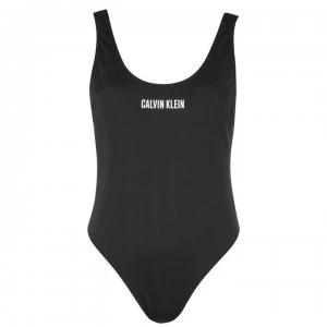 Image of Calvin Klein Intense Power Scoop Neck Swimsuit - Black BEH
