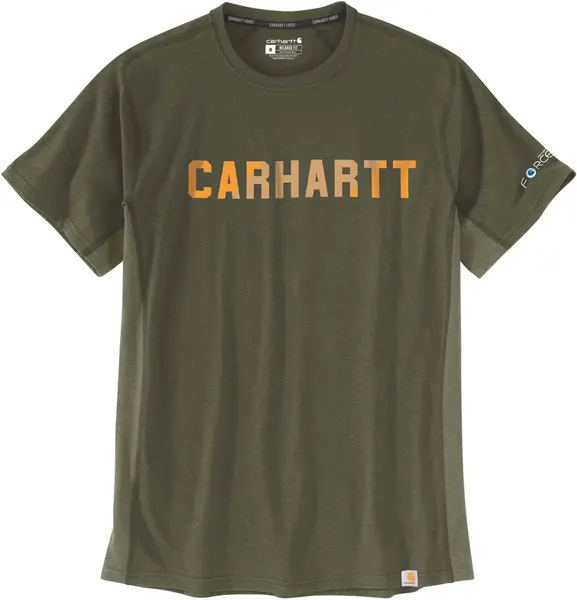 Image of Carhartt Force Flex Block Logo T-Shirt, green, Size M