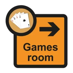 Image of Games Room Arrow Right Sign, Self Adhesive Foamex (305mm x 310mm)