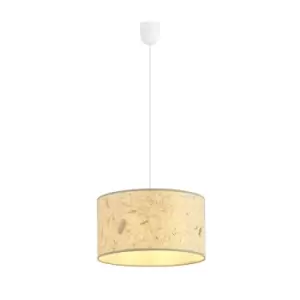 Image of Aston Black Cylindrical Pendant Ceiling Light with Brown Fabric Shades, 1x E27