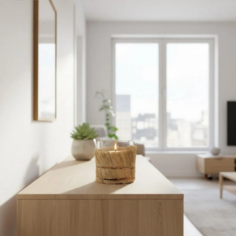 Image of Orsina Modern Natural Candle Holder, Coastal Styled Small Candle Holder, Natural And Round Glass Candle Holder