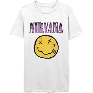 Image of Nirvana - Xerox Smiley Pink Unisex Medium T-Shirt - White