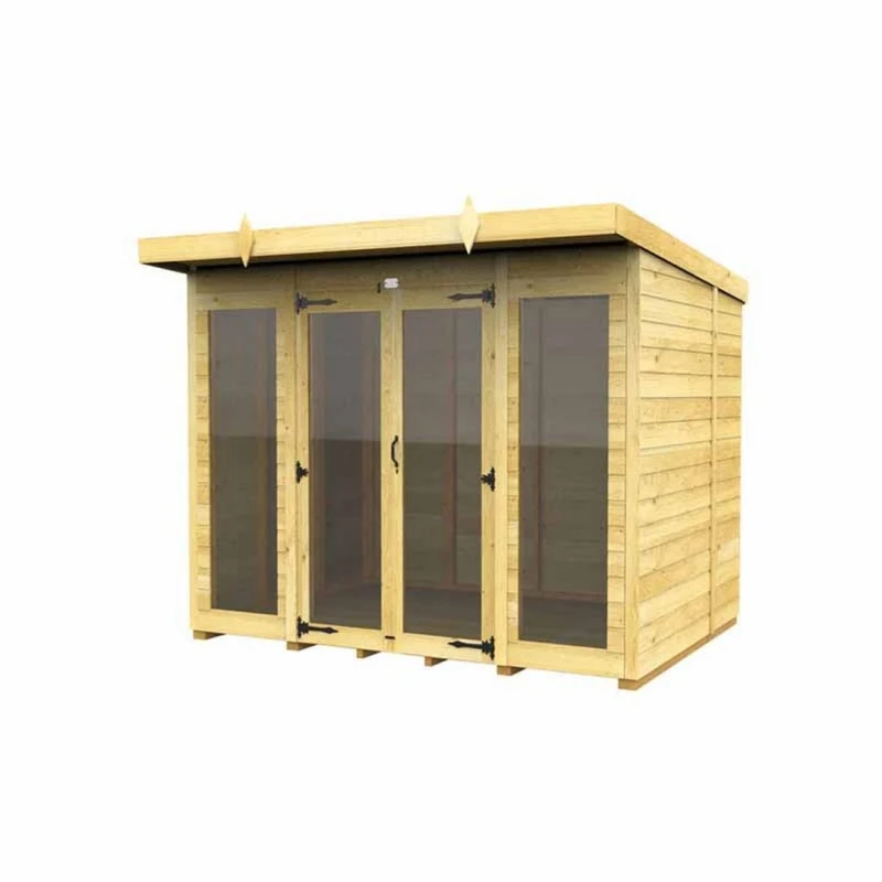 Image of Buttercup Farm 8x5 ft Pent Summer House (Full Height Window) - L147 x W243 x H201cm in Brown Brown Unisex